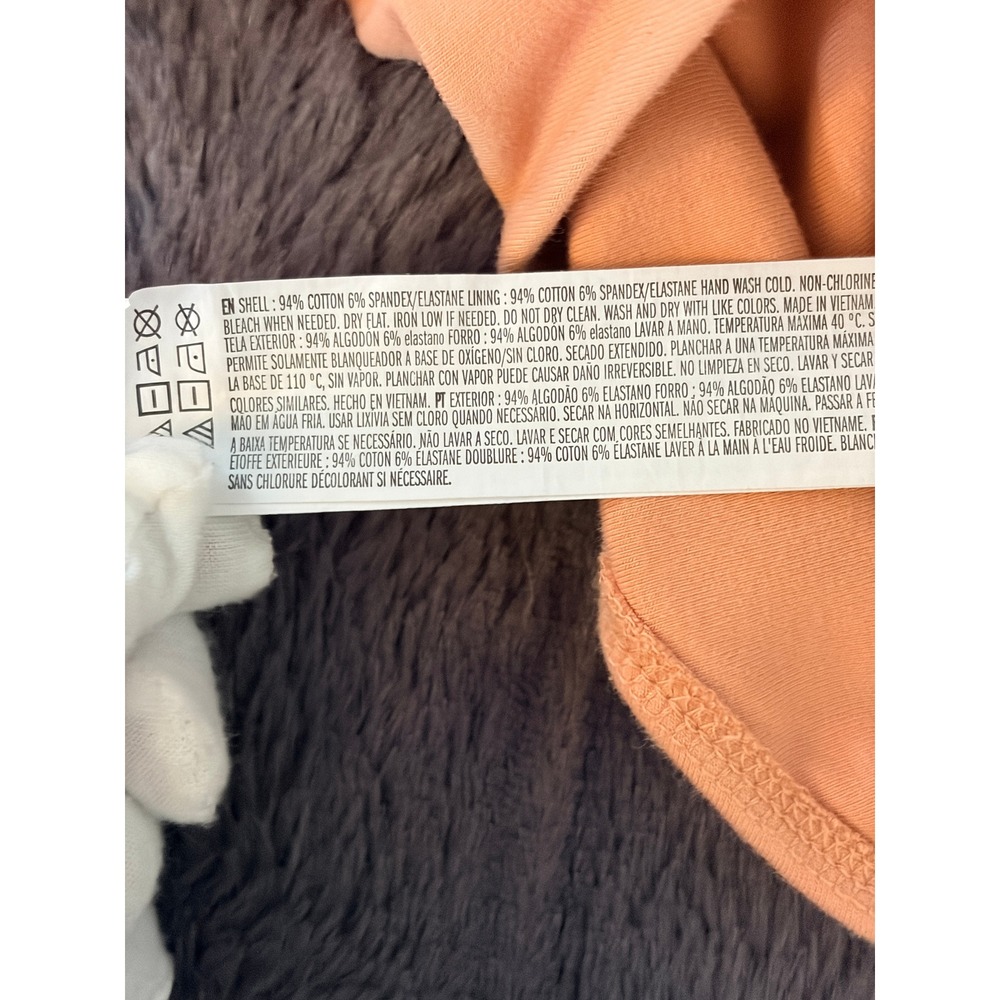 Forever 21 Bodysuit Large Peach Orange Long Sleeve V-Neck Stretch Minimalist - Picture 8 of 11